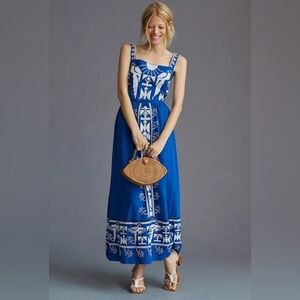 FARM Rio Blue and White Midi Dress